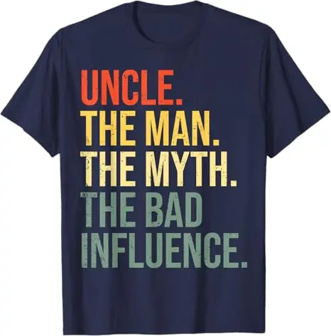 Onkel Der Mann Der Mythos Der schlechte Einfluss Beste lustige Onkel T-Shirt Herrenmode Buchstaben gedruckt Spruch T-Shirt Y2k Tops Neuheit Geschenk – Detail 5