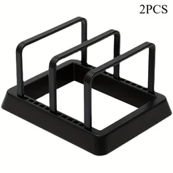 Multi - Function Kitchen Organizer Rack: Space - Saving Drying Tray for Cookware & Cutting Boards - Durable Countertop Solution (Black 2pcs)