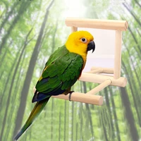 Bird Mirror Wooden Interactive Play Toy With Perch For Small Parrot Budgies Parakeet Cockatiel Conure Lovebird Cage Accessories 2