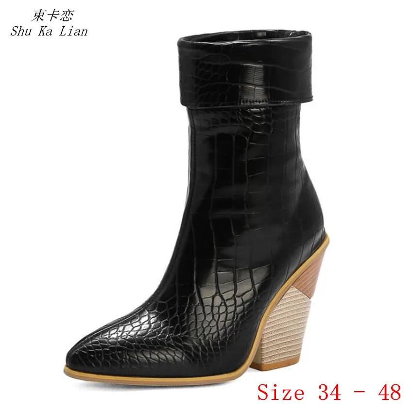 

Spring Autumn High Heels Ankle Boots Women Short Boots Ladies Shoes botas botte femme Plus Size 34 - 40 41 42 43 44 45 46 47 48