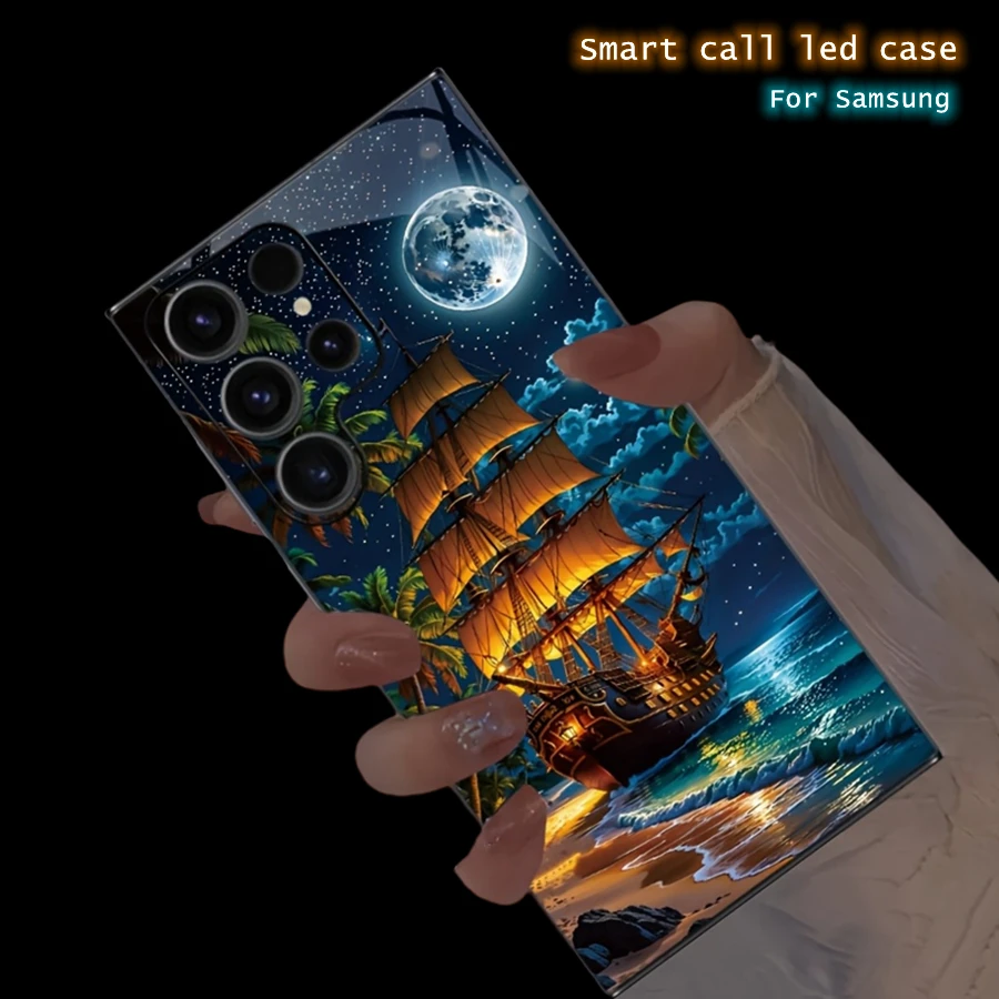 Sail Dream Moon LED Glow Tempered Glass Phone Case