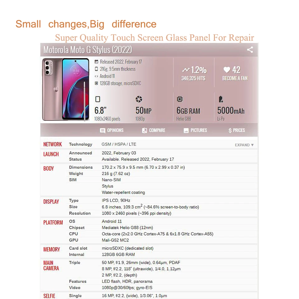 10Pcs/Lot For Motorola Moto G Stylus 5G 2021 2022 2023 Touch Screen Panel Lens LCD Front  Outer Glass With OCA Replacement