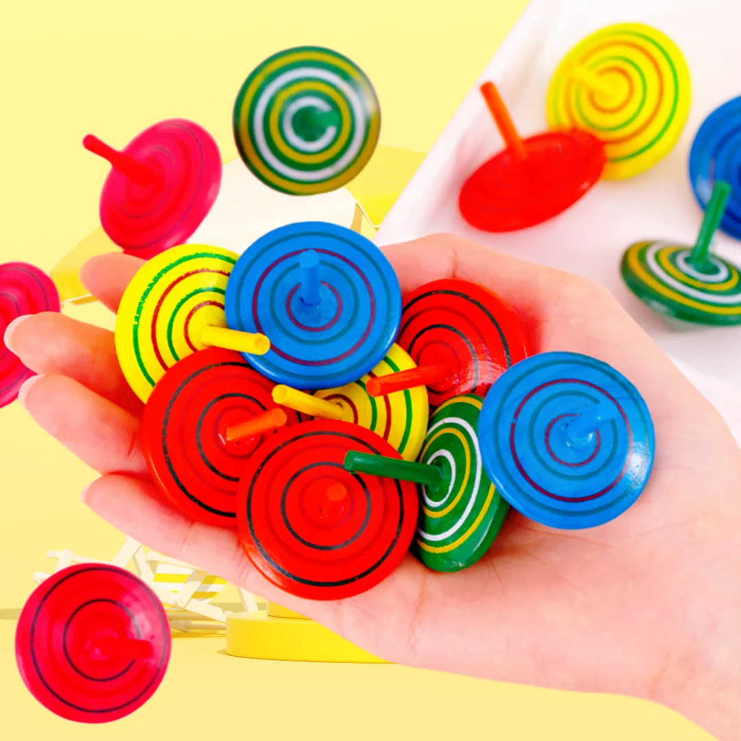12-36Pcs Fun Wooden Spinning Tops for Children’s Party Gifts, Birthday Carnival Gift Souvenirs, Back-to-school Classroom Rewards - 2