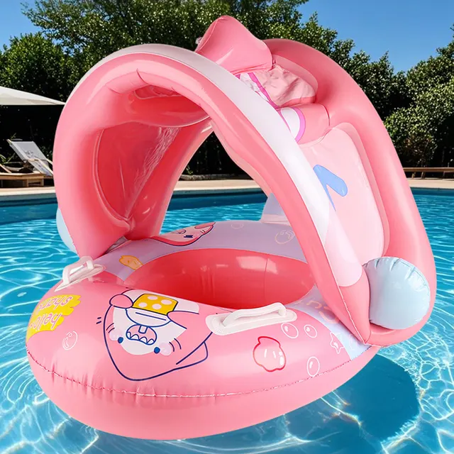 1PC Blue & Pink Thickened Inflatable Seat Ring with Underarm Float Design, Summer Pool & Beach Party Essential for Kids 5