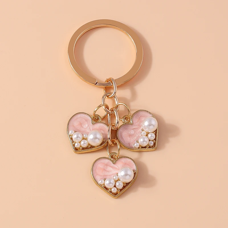 Niedliche Emaille rosa Liebe Herz Schlüssel bund Rose Blume Schlüssel ringe Anhänger für Schlüssel halter Frauen Mädchen Handtasche Anhänger DIY Schmuck Geschenke – Detail 18