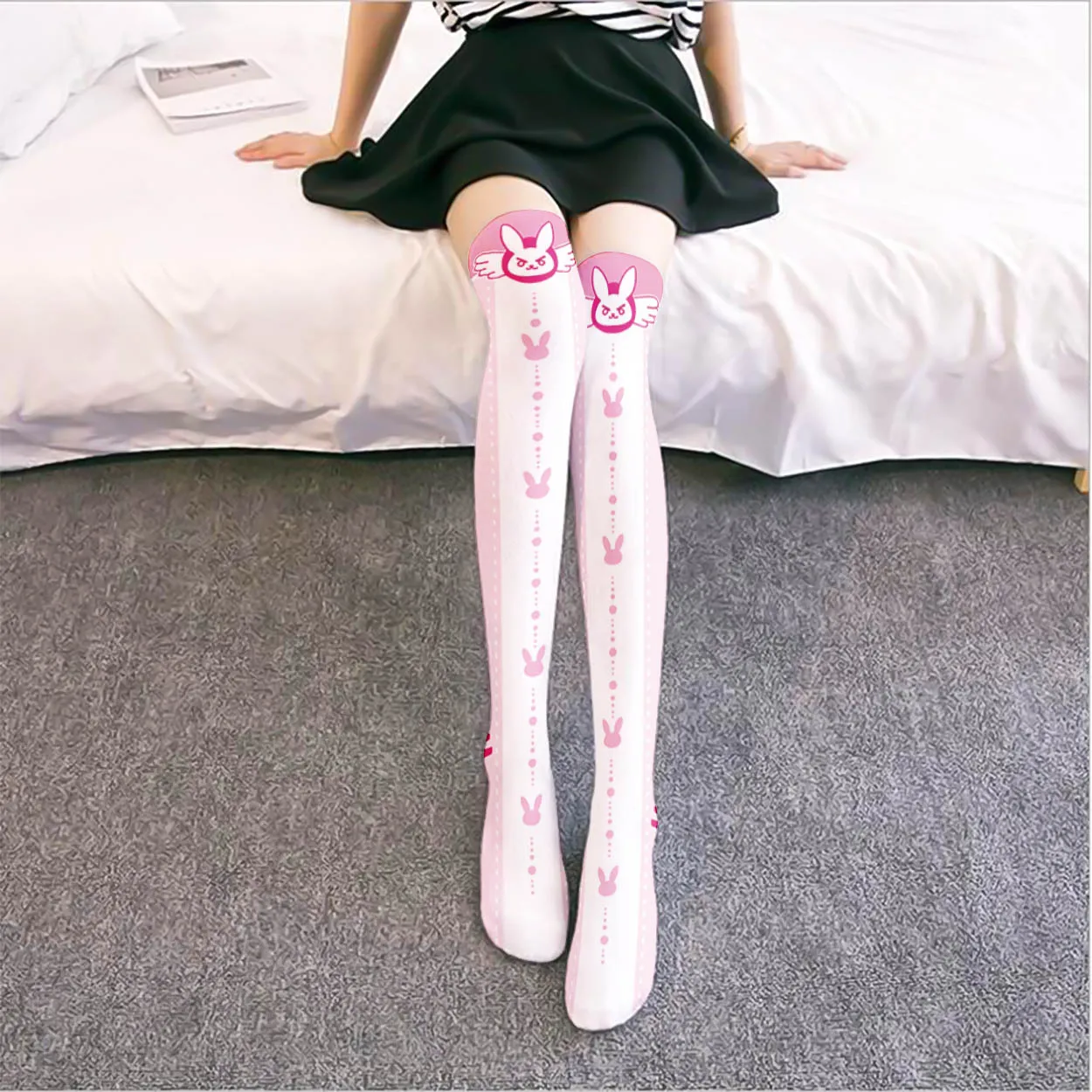 Overwatch D.Va Anime Socks Stockings Knee Length for Cosplay