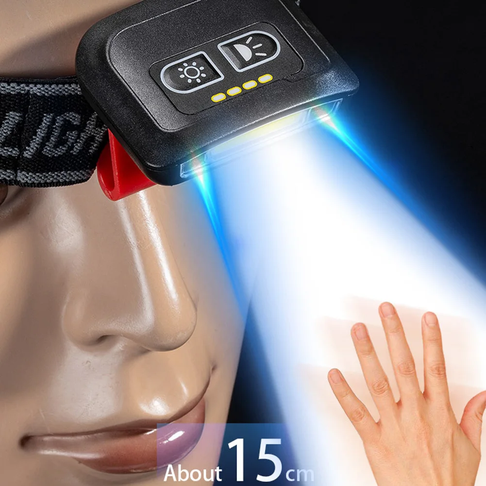 LED 낚시 헤드라이트, 방수 유도 스위치, 등반 헤드라이트, 충전식 헤드 토치, 야외 모험용 미니 휴대용