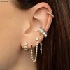 YUXINTOME 1 PC 925 en argent Sterling aiguille d'oreille coloré Zircon chaîne gland boucles d'oreilles pour les femmes deux trous boucle d'oreille bijoux A45