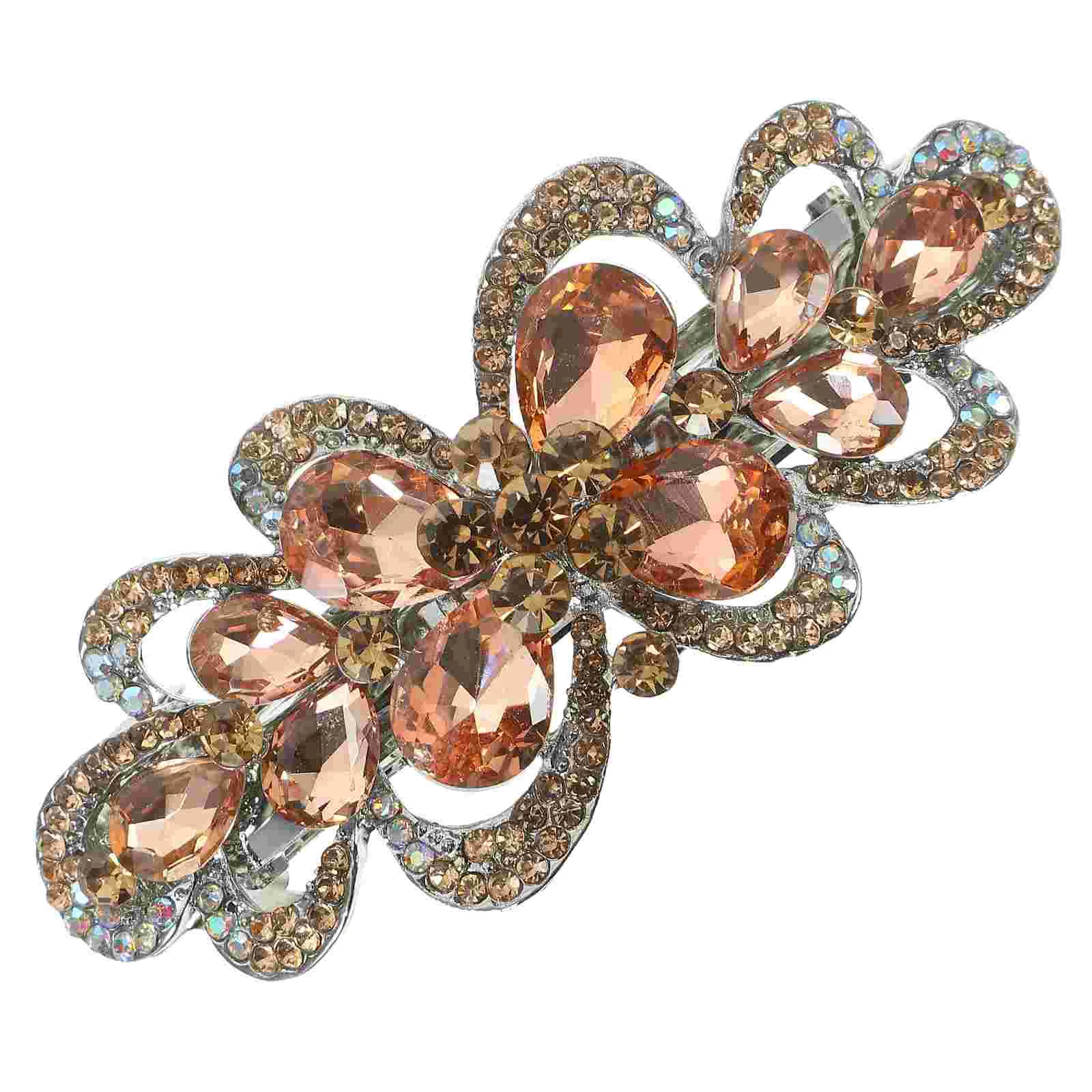 

European and American Rhinestone Hair Clip Bride Barrettes Alloy for Women Thick