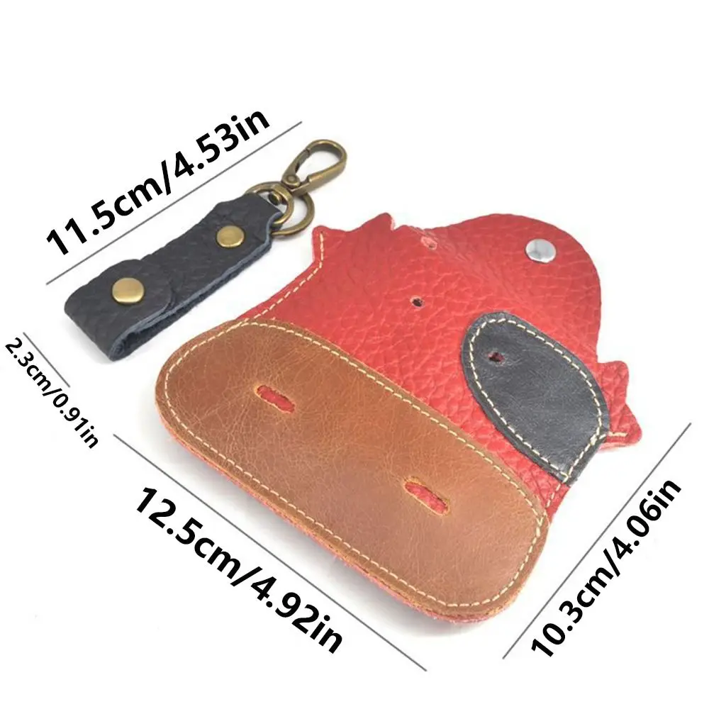 Simple Korean Style Cute Cow PU Card Bag Solid Color Lanyard Mini Wallet Snap Button Wallet Snap Button Coin Purse Outdoor