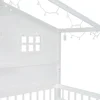 Twin Size House Bed with Storage Shelves and Fence,Sparkling Light Strip on The Roof for Children Teens Adults 6