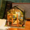 Robotime Mini Green House Cathy's Flower House DIY Dollhouse Wooden Miniature Furniture Kit with LED Best Birthday Gifts 5