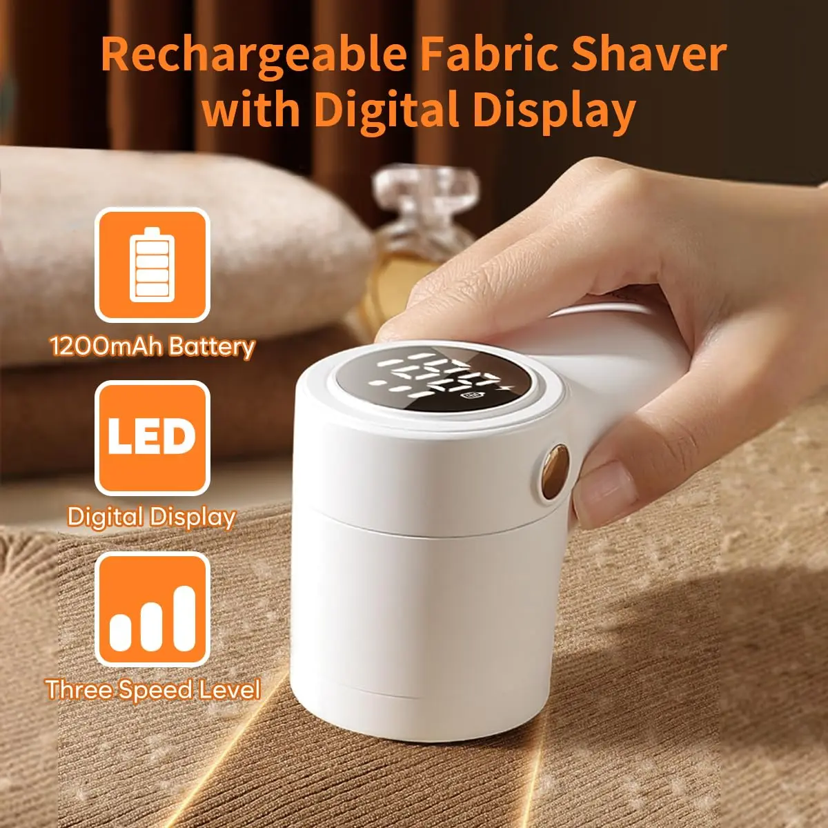 coldSky Lint Remover for Clothes with 2 Replaceable Blades Rechargeable Fabric Shaver 3-Speeds Electric Lint Shaver for Sweater 2