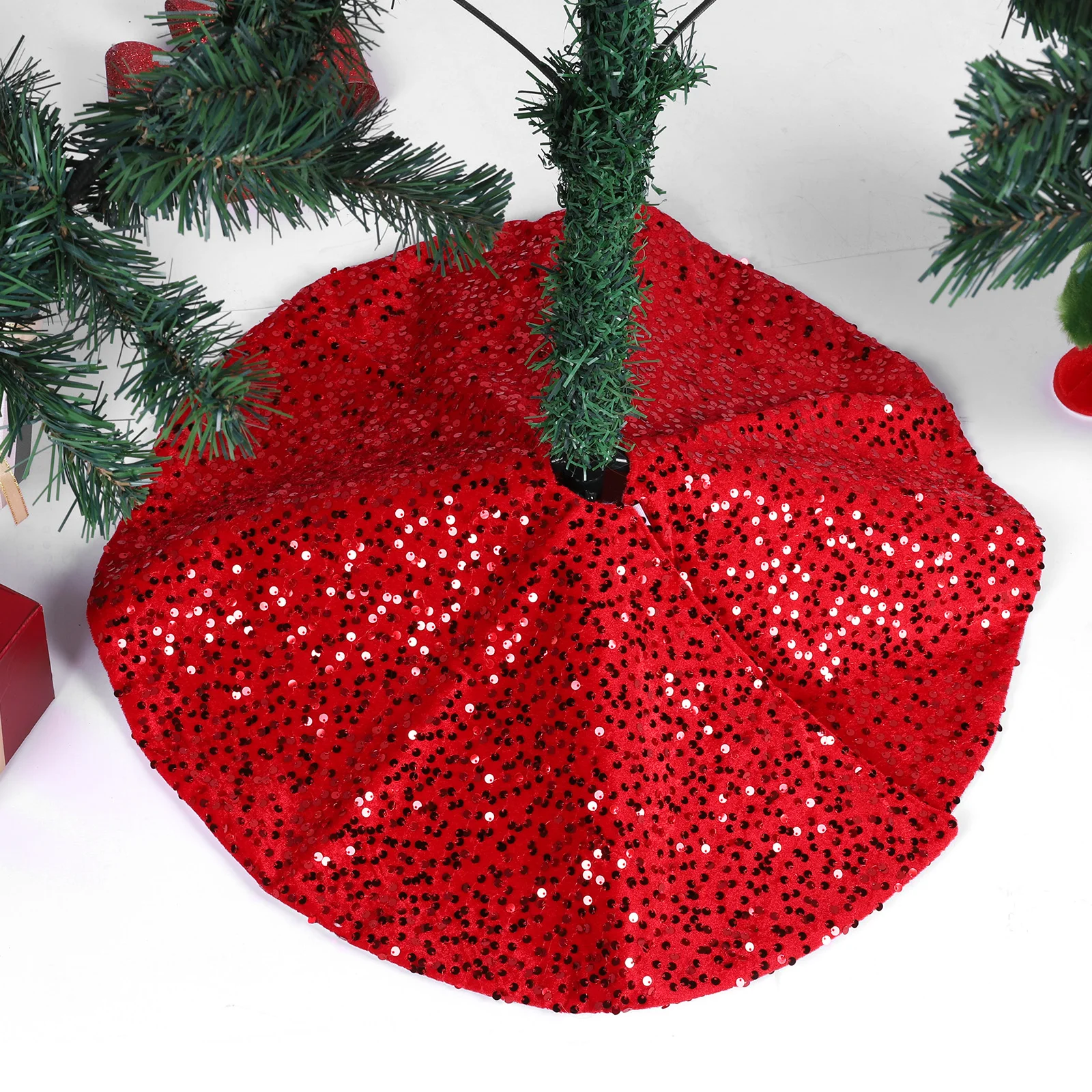 Sparkling Sequin Tree Skirt W/ Small Sequin Mini Xmas Tree Skirts (model 1)