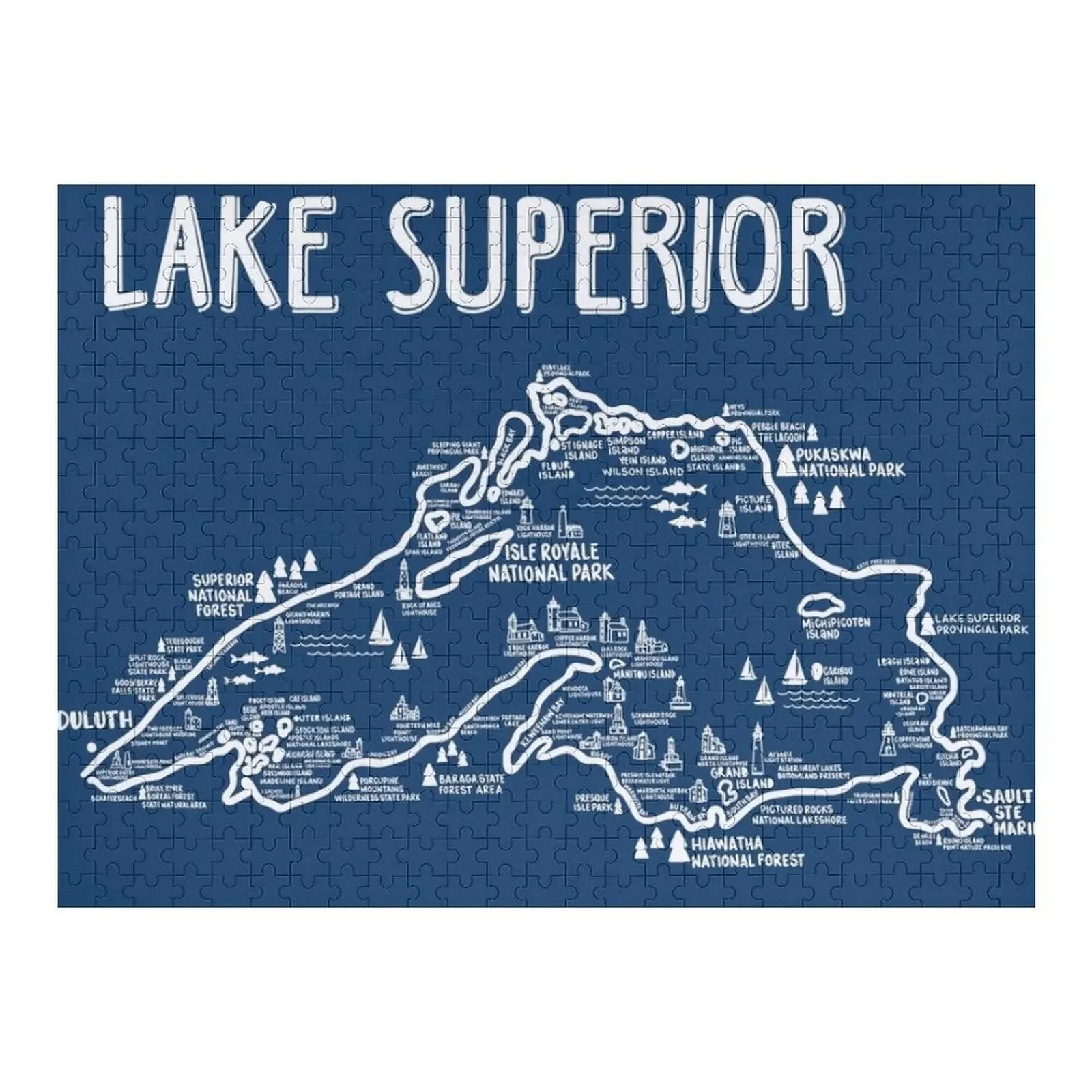 

Lake Superior Map Jigsaw Puzzle Game Children Personalized Wooden Name Puzzle