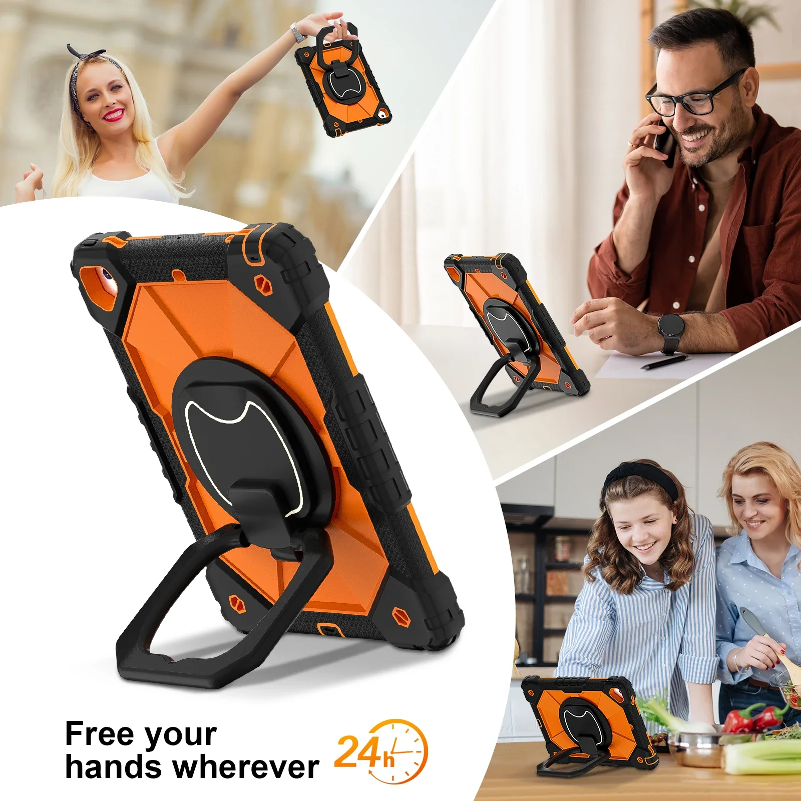 Heavy Duty Shock-Resistant Rotating Stand Tablet Case Cover