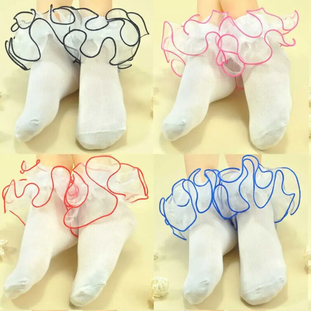 

Bowknot Princess Socks Cute Lace New Ruffle Socks Frilly Mid-calf Baby Girls Socks 1-6Years