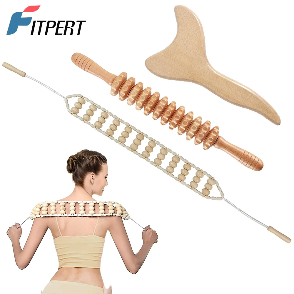 

Wood Therapy Massage Tools,3 Pcs Maderoterapia Kit,Lymphatic Drainage Tool for Body Shaping Sculpting, Gym Wooden Massage Roller