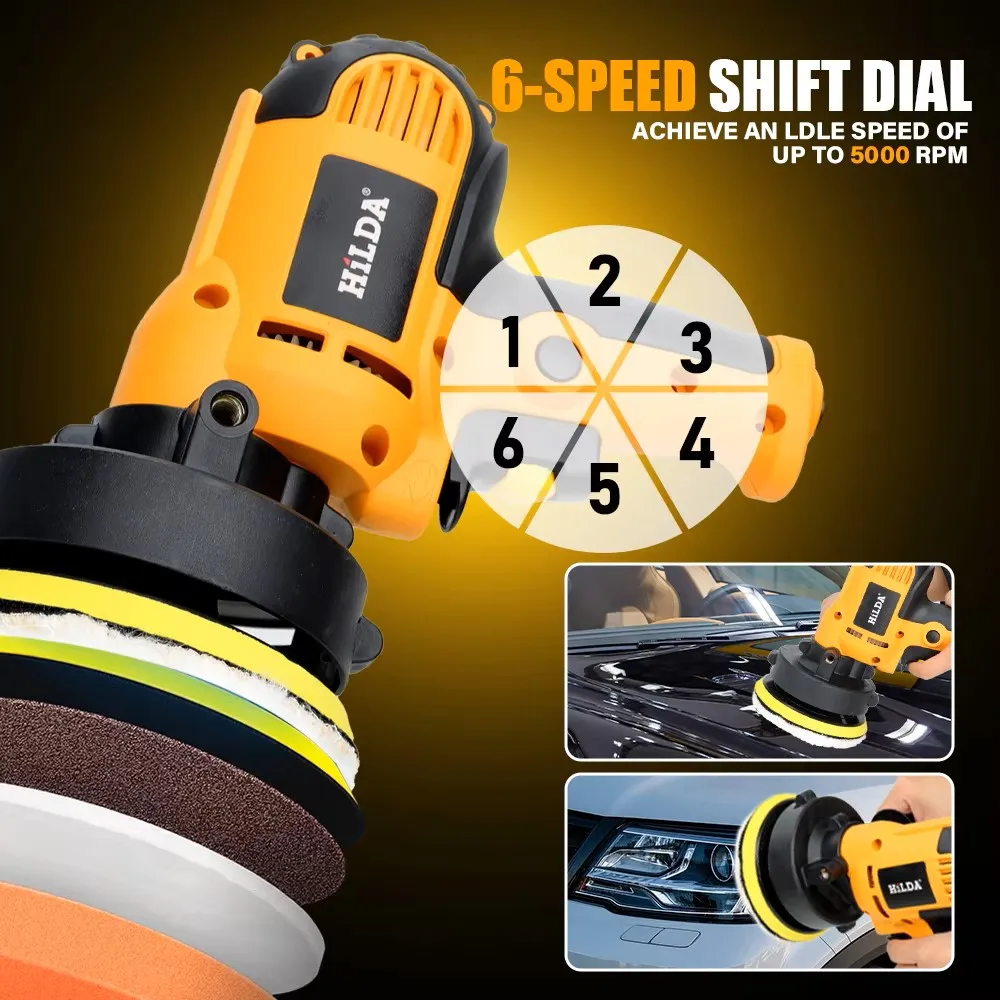 HILDA Electric Car Polisher Car Beauty Waxing Machine  Adjustable Speed Sanding Waxing Tools Automotive Polishing Scratch Repair 4