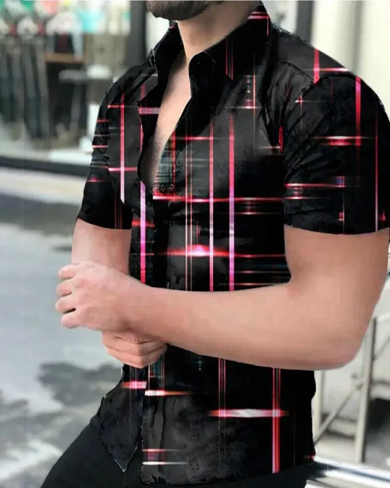 2023 하와이안 남성 셔츠, 슈퍼 반팔, 레드 스트리머, 3D 프린팅, 여름 패션, 카디건, 비치 셔츠, 5XL, 신제품