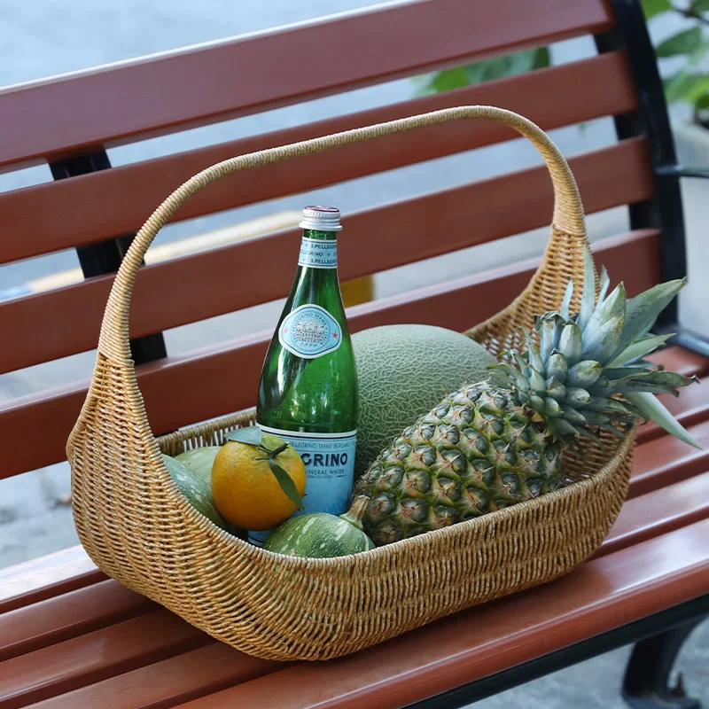 Vine Woven Fruit Storage Basket Hand Woven Basket Gift Picnic Home Kitchen storage box storage tray