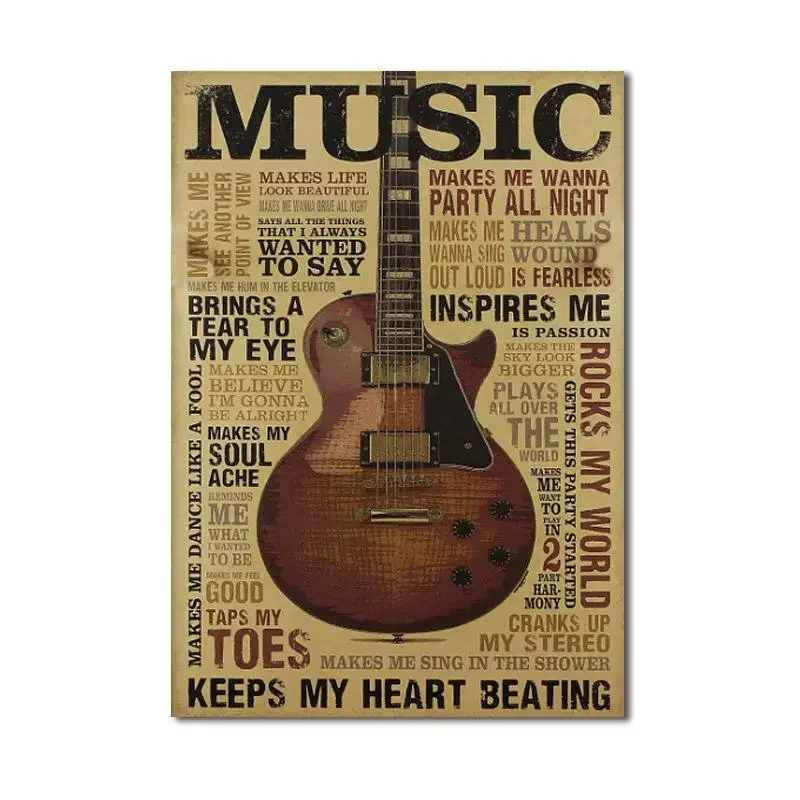 Retro Style Music Guitar Wall Posters Retro Bar Decor Room Decor Wall Decoration home decor posters