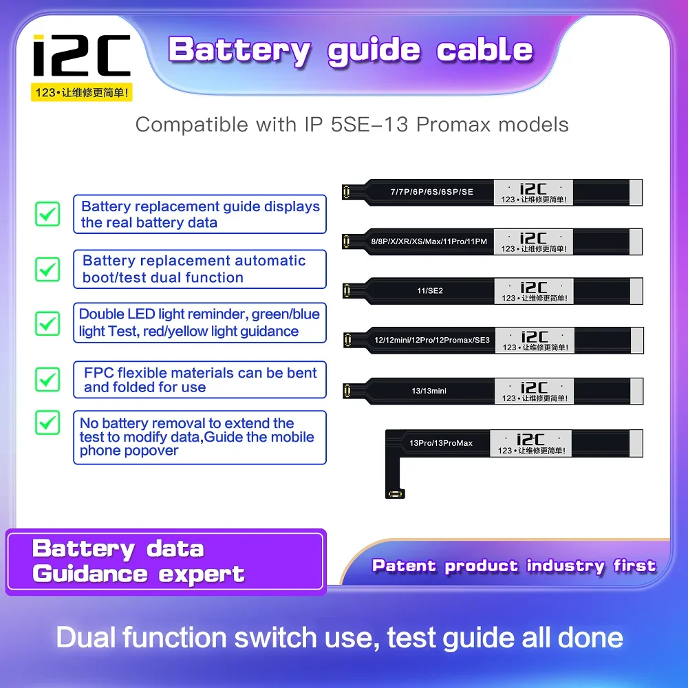 

I2C Battery Flex Cable Health Data Guide Booting Edit for IPhone 5SE 6 7 8 X 11 12 13 Pro Max Maintenance Repair Tools