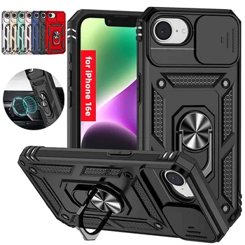 Armor Funda for IPhone 16e Case Slide Lens Camera Protection Ring Holder Back Cover IPhone 16 E IPhone16e 2025 Shockproof Coque