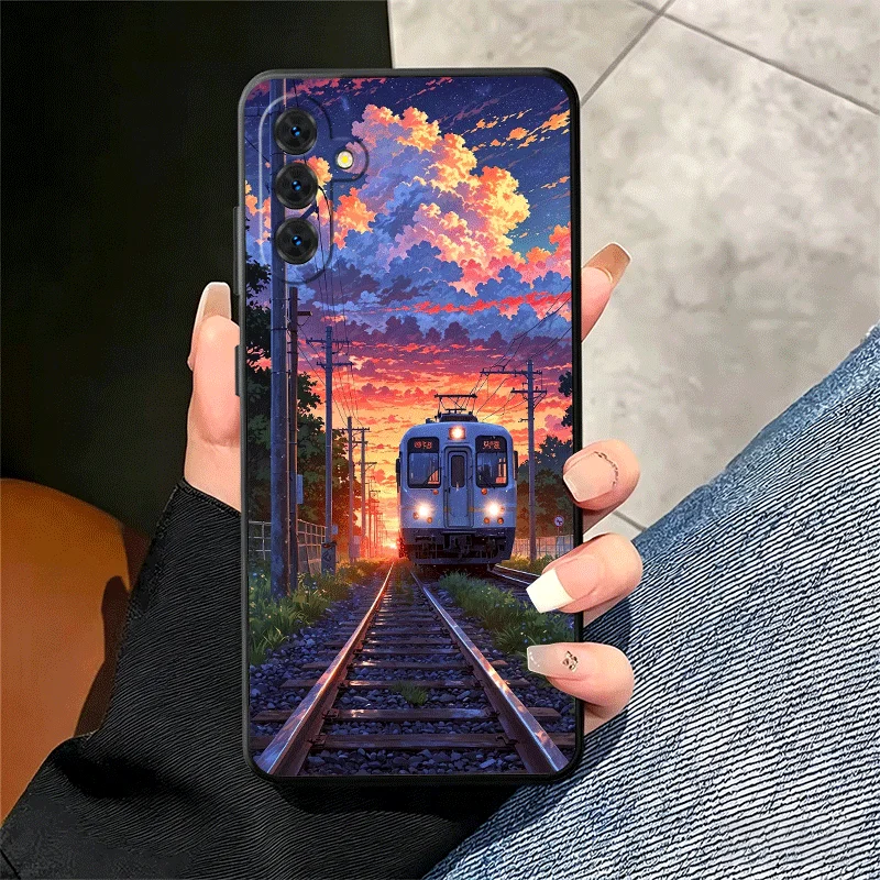 Retro Japanese Sakura Train Soft Phone Case