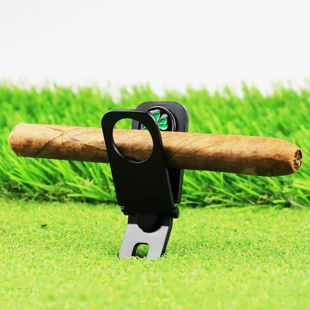 Golf Green Fork Multifunctional 6-in-1 Cigar Holder Ball Fork Mark Marker Ball Position Mark