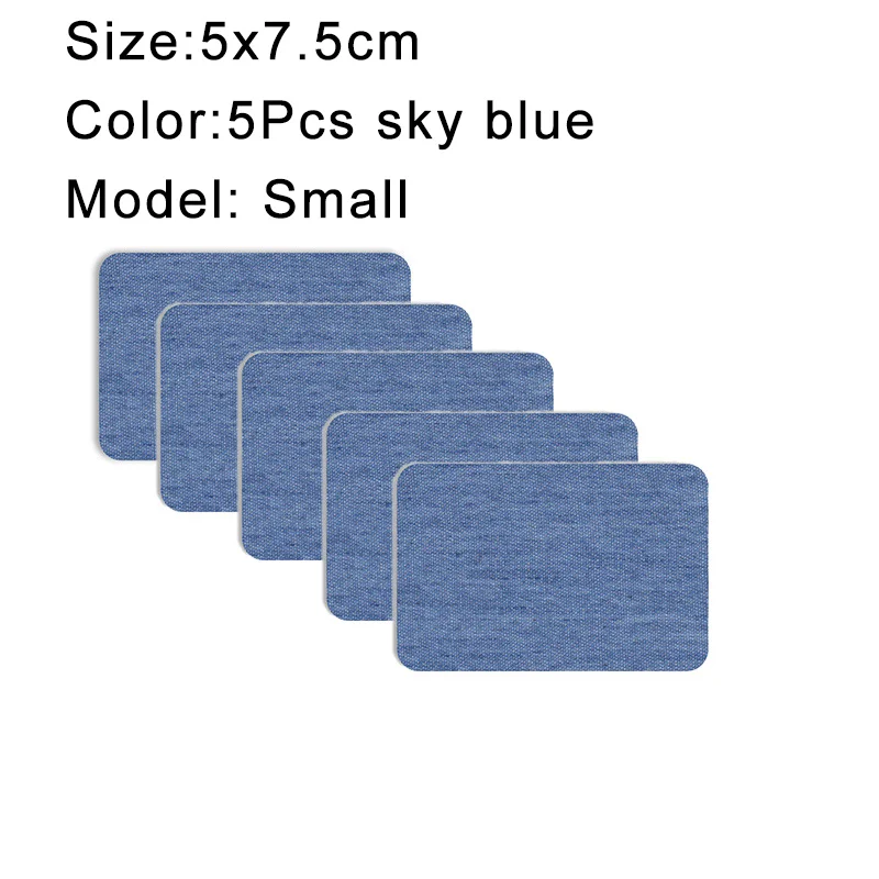 Denim Iron-On Patch Set: Self-Adhesive Blue Cotton Repair Patches