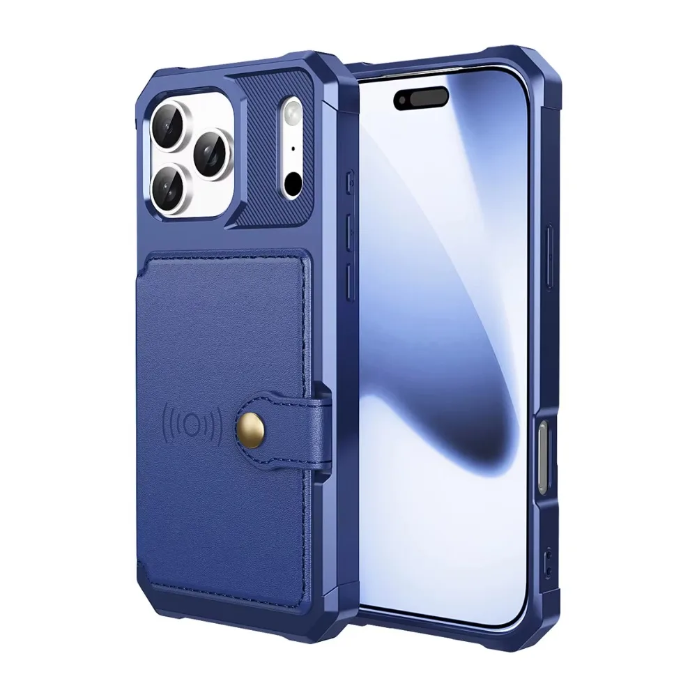 Universal Wallet Phone Case with Card Holder and Hybrid Rubber Bumper Design