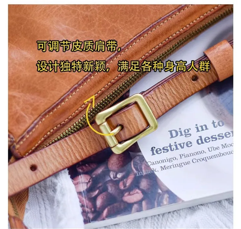 Pndme Mode Vintage Designer hand gefertigte echte Leder Damen Umhängetasche einfache lässige tägliche Rindsleder Umhängetasche – Detail 8