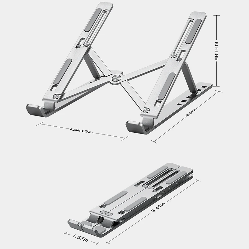 알루미늄 합금 PC 노트북 홀더 스탠드 노트북 컴퓨터에 대 한 조정 가능한 접이식 휴대용 브래킷 리프팅 미끄럼 방지 홀더