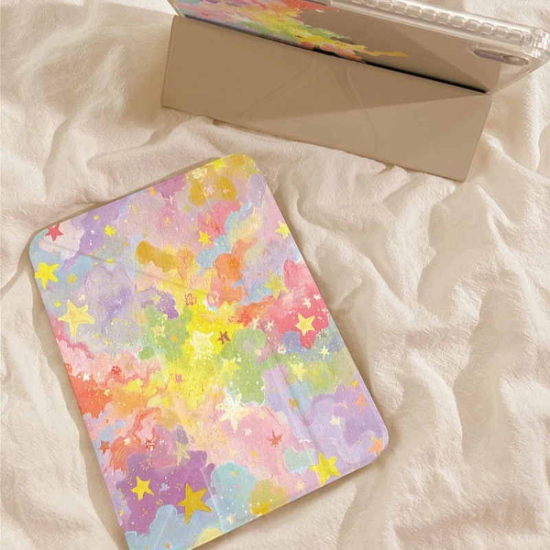Starry Sky Cartoon Oil Painting Tablet Case