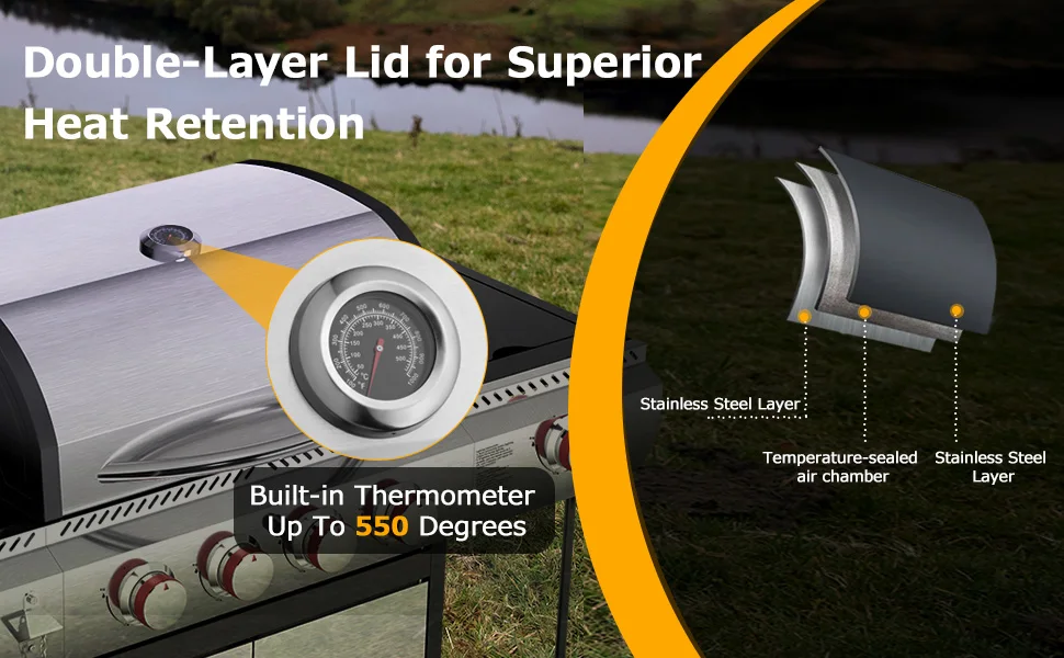 Propane Gas Grill with Built-in Thermometer