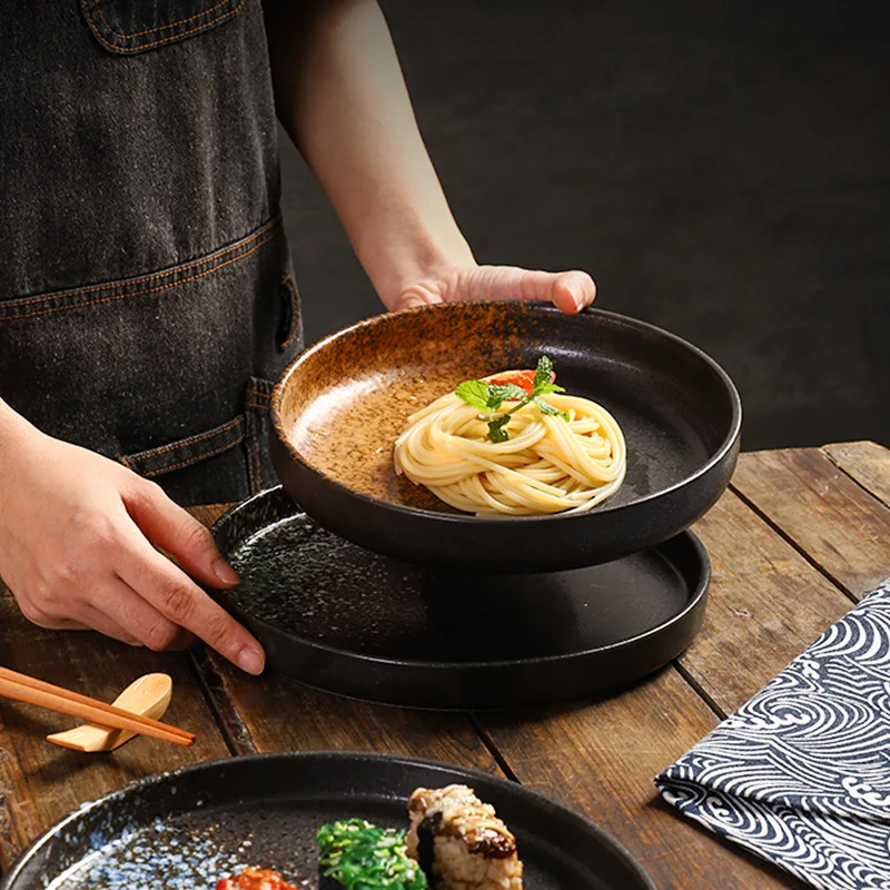 8-inch Japanese-style ceramic disc creative western food plate pizza plate pasta flat Nordic household dining tableware