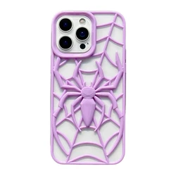 Cartoon Purple Spider Hollow Out Silicone Phone Case with Heat Dissipation Design - iPhone 15 Plus (Purple)