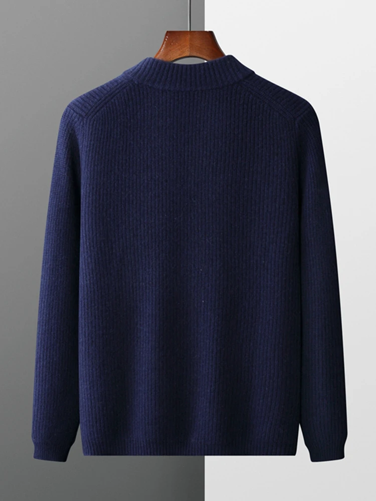 Aliselect Quality Autumn Winter Men Soft Warm Cashmere Knitwear 100% Cashmere Sweater Thick Cardigan Casual Style Jacket Tops 4