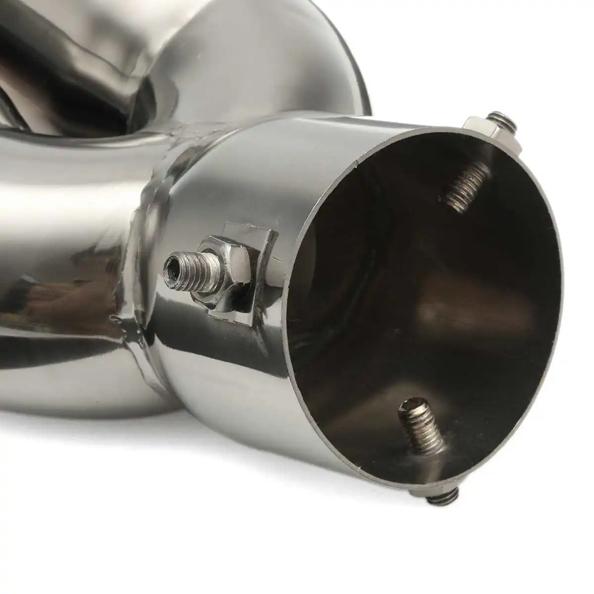 범용 자동차 배기 머플러 팁, Y형 이중 배출구, 스테인레스 스틸, 후방 크롬, 원형 배기 파이프, 테일 머플러, 76mm