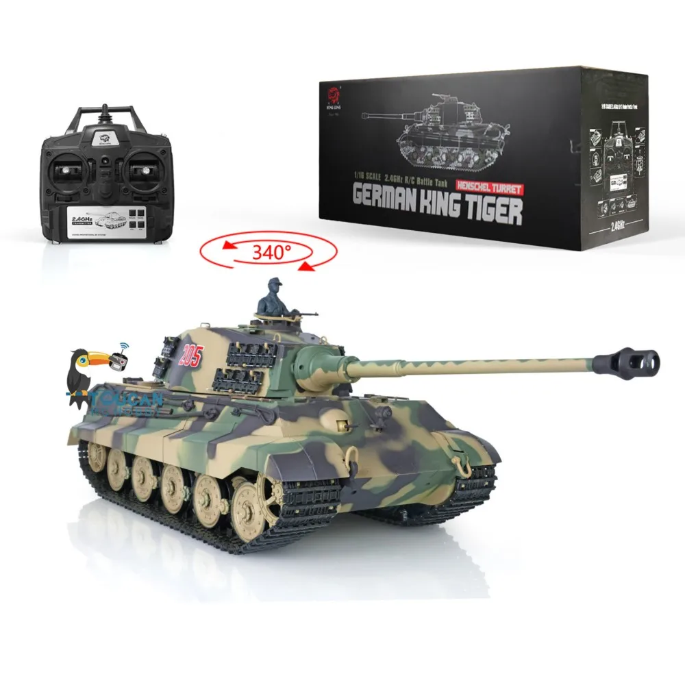 2.4G 헹롱 1/16 RTR RC 탱크 7.0 플라스틱 킹 타이거 BB탄 발사 IR 배틀 연기 효과 RC 모델 장난감 3888A TH17517-SMT8