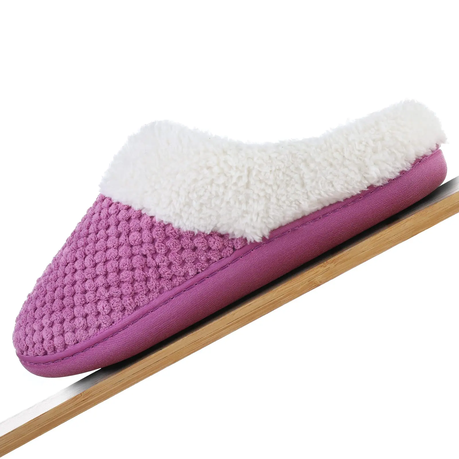 Shevalues Winter-Hausschuhe mit Plüschfutter für Damen, flauschige, gemütliche Innenrutschen, warme, rutschfeste Waffelfell-Unisex-Baumwollhausschuhe – Detail 19