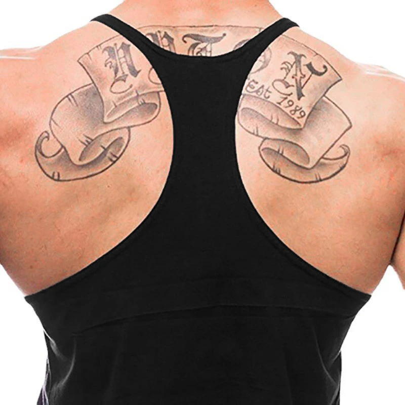 Men's Casual Fashion NO PAIN NO GAIN Print Bodybuilding Tank Tops Gym Fitness Cotton Breathable Y-back Summer Sleeveless Shirt