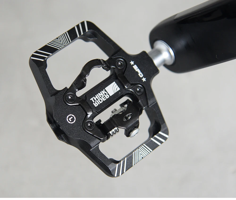 ThinkRider Fahrradschlosspedal 2-in-1 mit kostenloser Klampe für SPD-System MTB Road Aluminium Anti-Rutsch-Zubehör mit abgedichtetem Lagerschloss – Detail 11