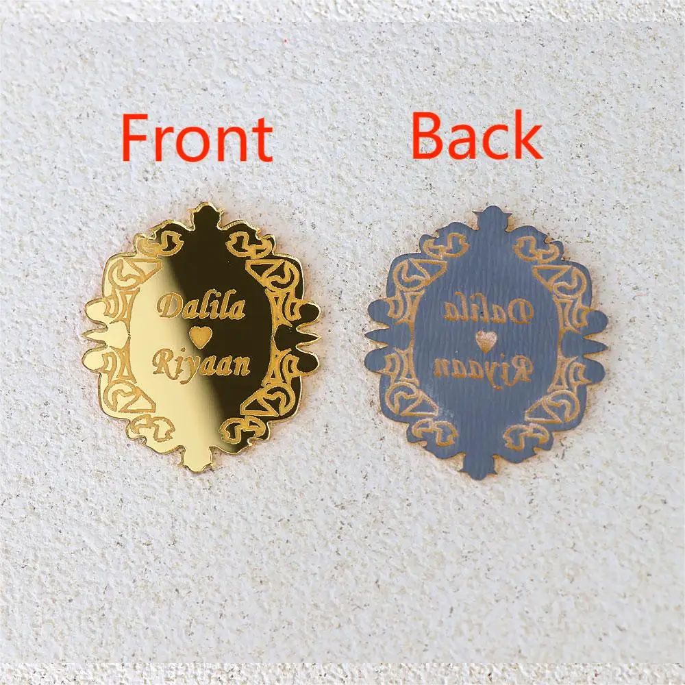 20/50/100Pcs Personalized Wedding Tag Acrylic Chocolate Sign Custom Name  Engagement Baby Shower Guest Gift Tag Decoration