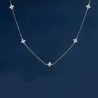 Collier chaîne en Zircon incrusté de fleurs à quatre feuilles pour femmes, élégant, porte-bonheur, ras du cou, bijoux de fête, cadeaux d'anniversaire 2