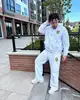 Mens Striped Zip Up Hoodie Sweatpants Two Piece Set Y2K Sportswear Harajuku Embroidery Oversized Sweatshirt Drawstr Pants Set 5