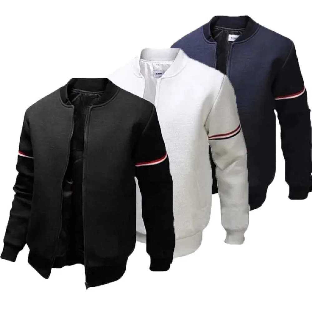 Men's Long Sleeve Baseball Uniform  Casual Style Windproof Jacket Mesh Stand Collar Jacket Fashion Slim Bomber Jacket