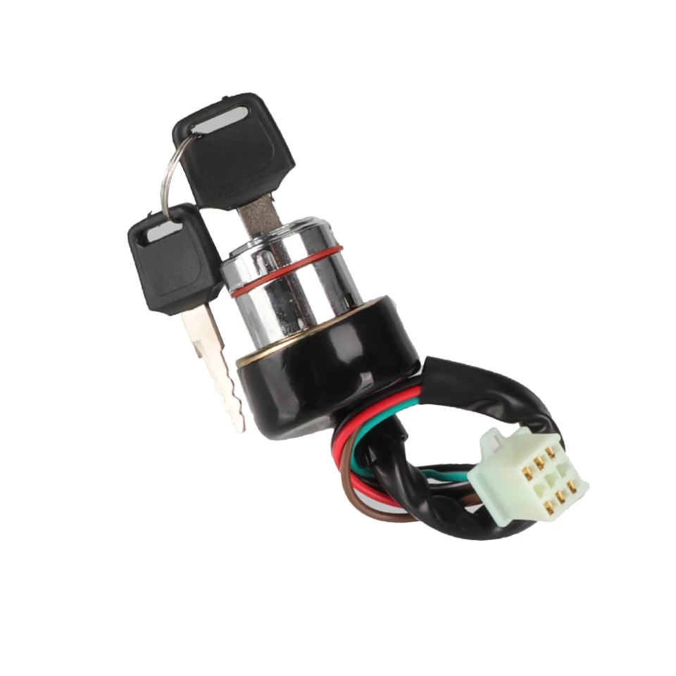 Interruptor De Encendido Para Moto Y Quad - 6 Pines, 3 Posiciones (Off/On/Park), Incluye 2 Llaves, Material Metal Y Plástico