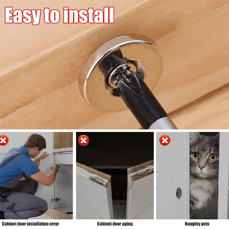 24/1pcs Cabinet Door Magnetic Hidden Close Door Catch Fastener Latch for Cupboard Wardrobe Closet Cabinet Closer with Screws